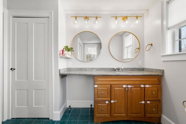 bathroom with vanity and tile patterned floors