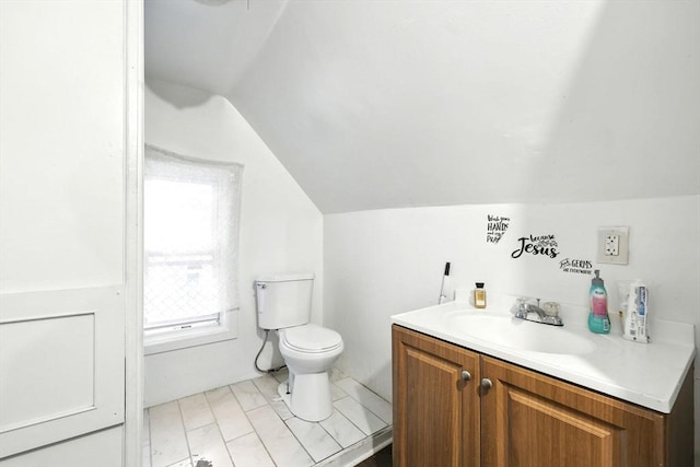 53 Euclid Ave, Springfield, MA 01108 - half bathroom featuring vaulted ceiling and vanity