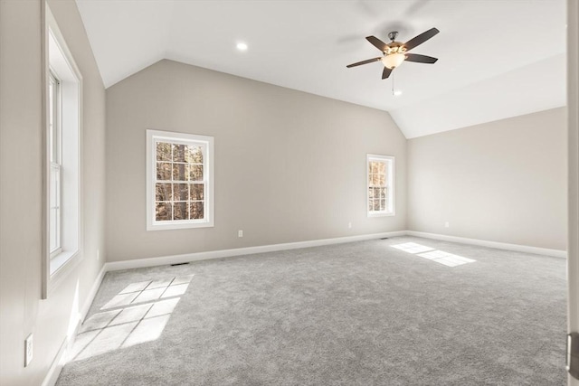 13R Pine Hill Way Unit 13, Harvard, MA 01451 - carpeted spare room featuring lofted ceiling, a ceiling fan, recessed lighting, and baseboards