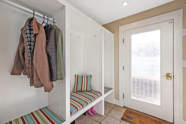 mudroom featuring light tile patterned floors