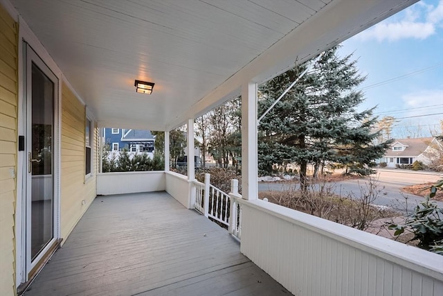 wooden terrace with covered porch