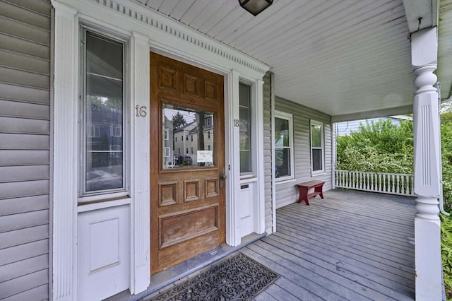 deck with a porch