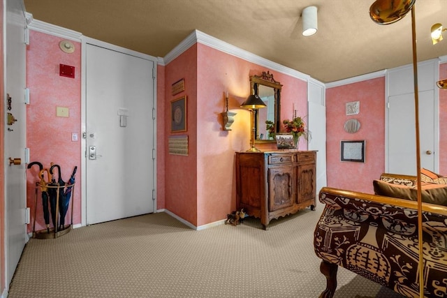 85 E India Row Unit 18B, Boston, MA 02110 - corridor with light carpet and crown molding