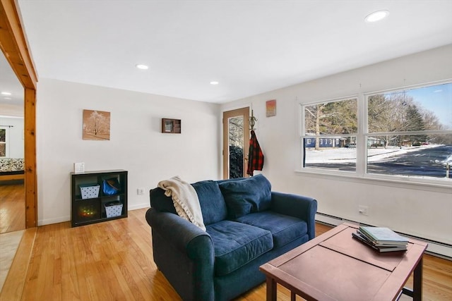 living room featuring light wood-type flooring