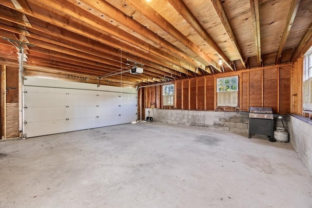 garage with a garage door opener