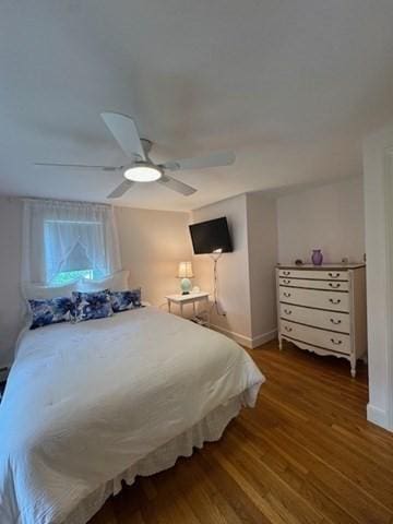 18 Lily Pond Dr, Yarmouth, MA 02664 - bedroom featuring wood finished floors and a ceiling fan