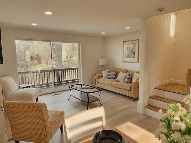 living room featuring light hardwood / wood-style floors