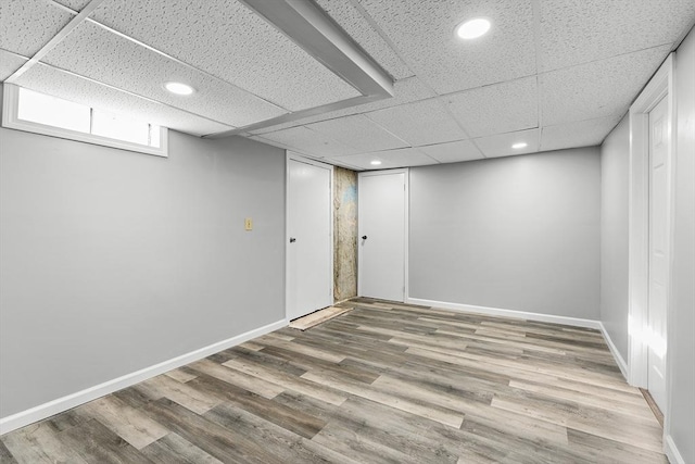 basement featuring wood-type flooring