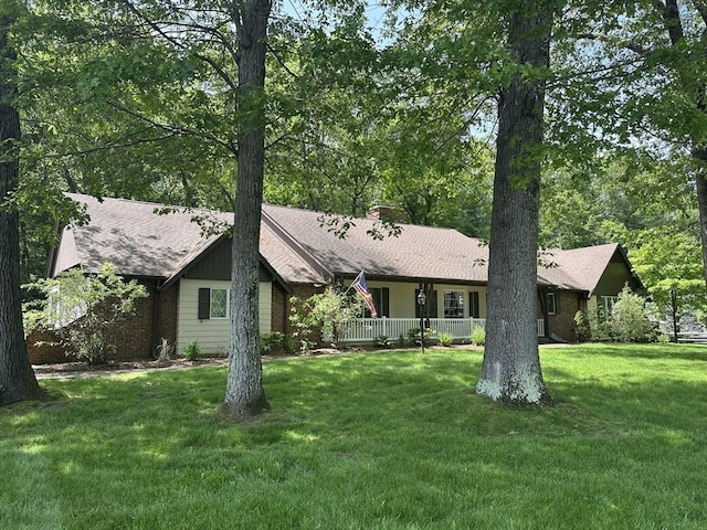 96 Wild Grove Ln, Longmeadow, MA 01106 - ranch-style house with a front yard and covered porch