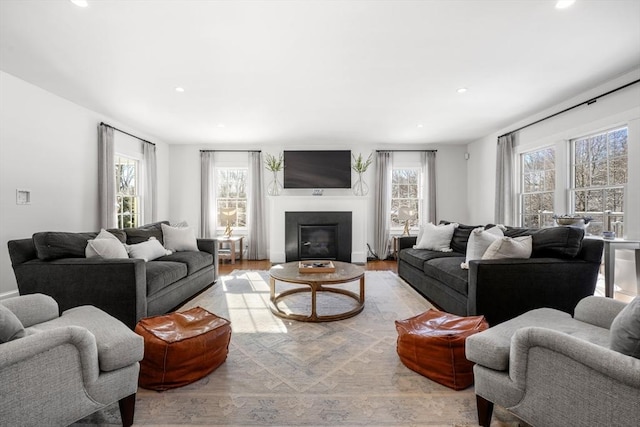 living room with light wood-type flooring