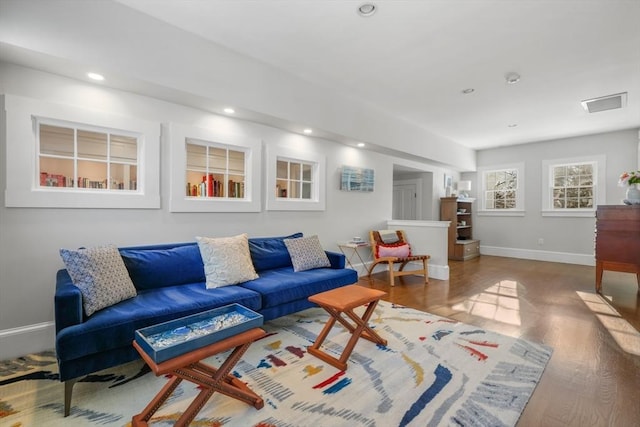 living room featuring hardwood / wood-style flooring