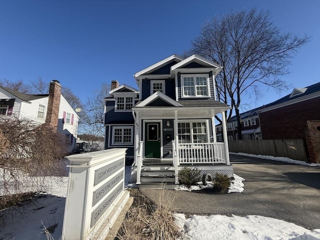 view of front of home featuring covered porch