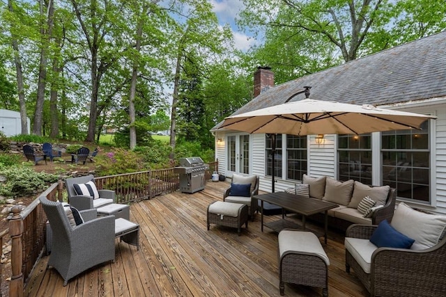 4 Rockwood Ln, Londonderry, NH 03053 - wooden deck featuring outdoor lounge area and grilling area