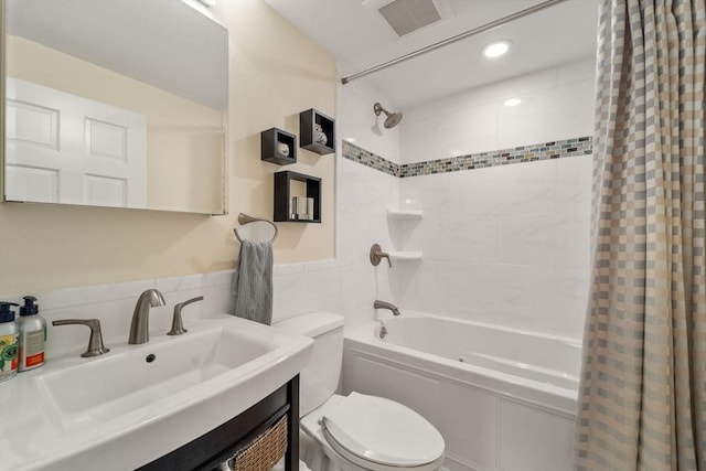 69 Saint Botolph Unit 1, Boston, MA 02116 - bathroom with shower / tub combo with curtain, tile walls, vanity, and recessed lighting
