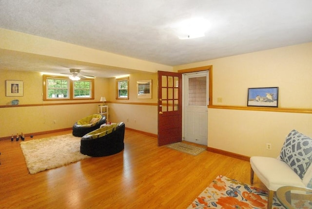 95 Bayberry Rd, Concord, MA 01742 - living area featuring wood finished floors, baseboards, and ceiling fan