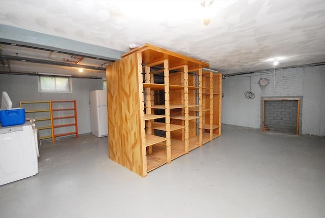 95 Bayberry Rd, Concord, MA 01742 - basement with freestanding refrigerator and washer / clothes dryer