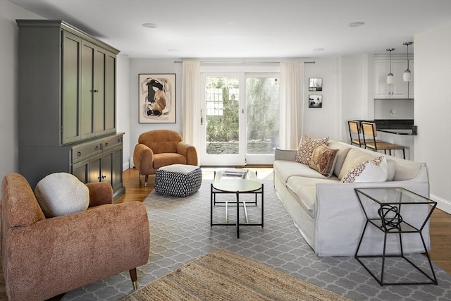 living area featuring dark wood finished floors