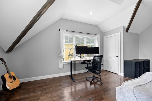 14 Dorset Park Ln, Weymouth, MA 02190 - home office with vaulted ceiling, wood finished floors, and baseboards