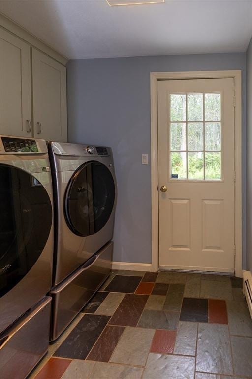 759 Main St, Boxford, MA 01921 - laundry area featuring washing machine and dryer and cabinet space