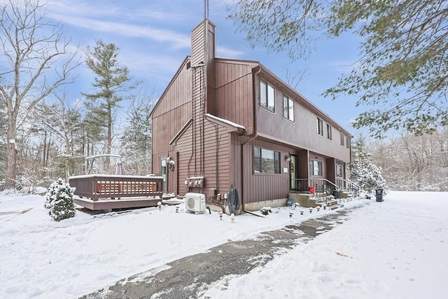 view of snow covered property