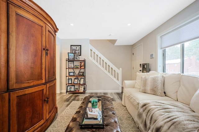 living room featuring light hardwood / wood-style flooring