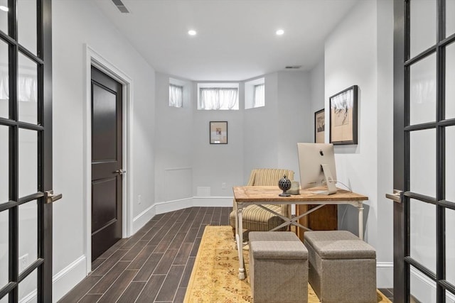 795 E 4th St, Boston, MA 02127 - office area with dark wood-type flooring, baseboards, and recessed lighting
