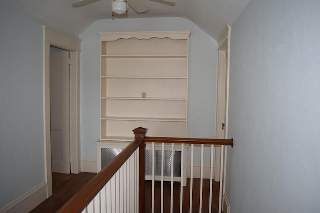 959 Ray St, Fall River, MA 02720 - hallway with wood finished floors, lofted ceiling, and an upstairs landing