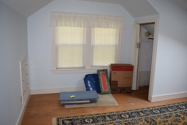 959 Ray St, Fall River, MA 02720 - bedroom featuring wood finished floors, vaulted ceiling, and multiple windows