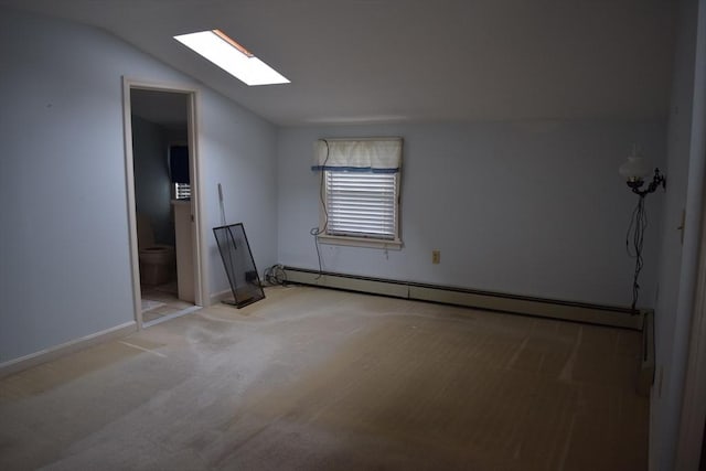 959 Ray St, Fall River, MA 02720 - carpeted empty room with a skylight, baseboard heating, and lofted ceiling