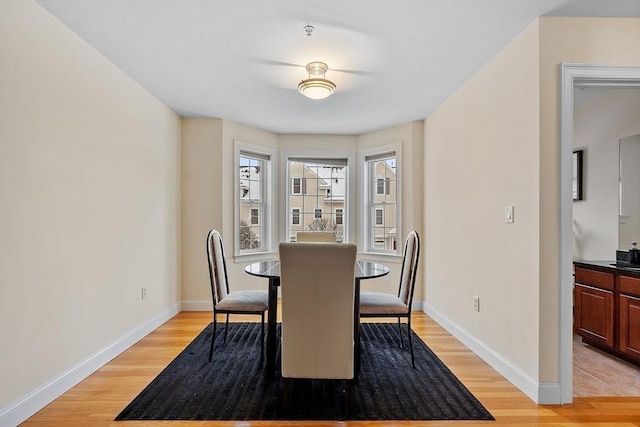 dining area with light hardwood / wood-style flooring