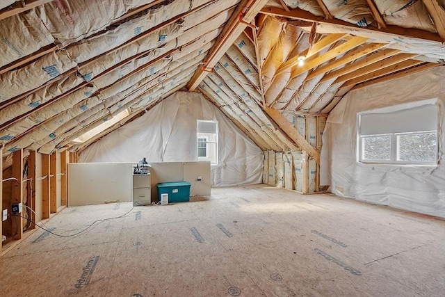 view of unfinished attic