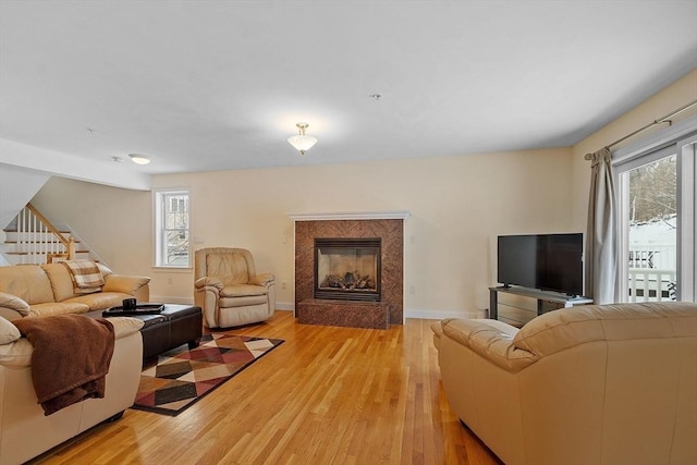 living room featuring light hardwood / wood-style flooring