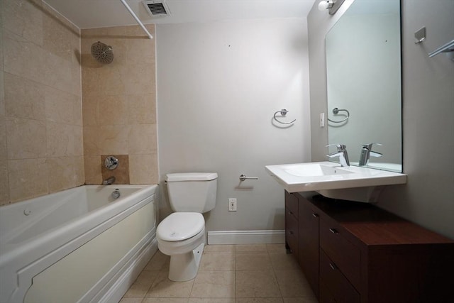 15 N Beacon St Unit 1006, Boston, MA 02134 - bathroom with shower / washtub combination, vanity, toilet, tile patterned floors, and baseboards