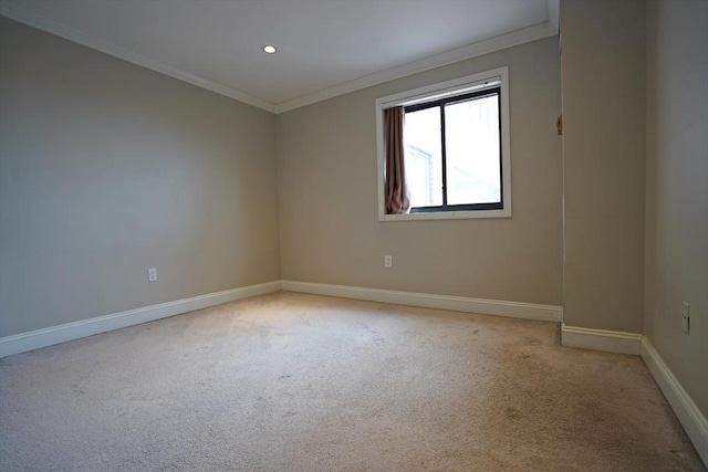 15 N Beacon St Unit 1006, Boston, MA 02134 - empty room featuring ornamental molding, light colored carpet, baseboards, and recessed lighting