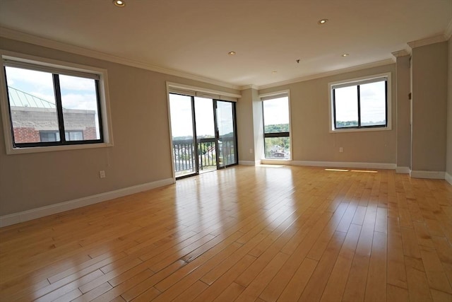 15 N Beacon St Unit 1006, Boston, MA 02134 - spare room with plenty of natural light, baseboards, ornamental molding, and light wood finished floors