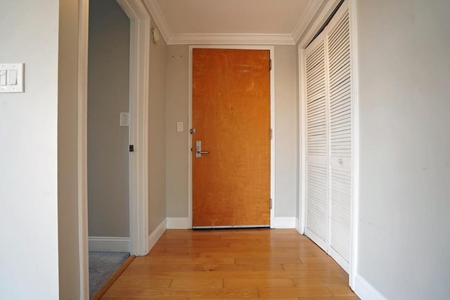 15 N Beacon St Unit 1006, Boston, MA 02134 - hall with crown molding, light wood-type flooring, and baseboards