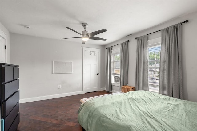 120 Fulton St, Lowell, MA 01850 - bedroom with baseboards, wood finished floors, a ceiling fan, and cooling unit