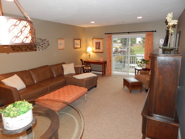 living room featuring carpet floors