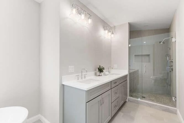 6 Ivy Cir, Winchester, MA 01890 - bathroom with a shower stall, double vanity, and a soaking tub