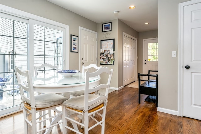 dining room featuring dark hardwood / wood-style flooring