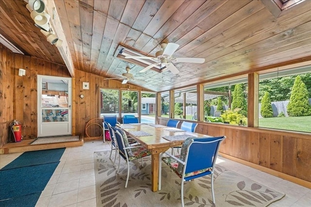 49 Karen Rd, Hanover, MA 02339 - sunroom / solarium with lofted ceiling, wood ceiling, wood walls, and tile patterned floors