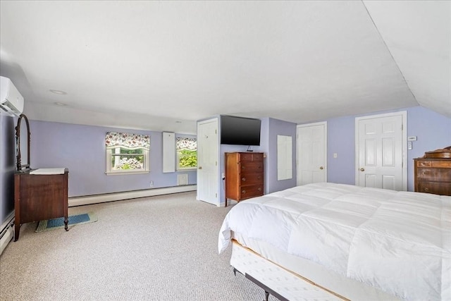 49 Karen Rd, Hanover, MA 02339 - bedroom with a baseboard heating unit, carpet floors, and an AC wall unit