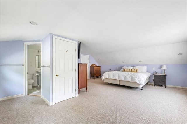 49 Karen Rd, Hanover, MA 02339 - carpeted bedroom with baseboards, vaulted ceiling, and ensuite bath