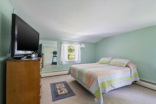 49 Karen Rd, Hanover, MA 02339 - bedroom featuring a baseboard heating unit, carpet, and vaulted ceiling