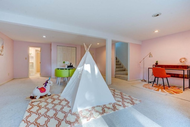 25 Church St Unit 2, Weymouth, MA 02189 - game room featuring carpet floors, recessed lighting, and baseboards