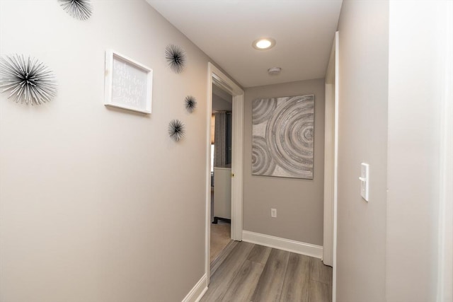 hall featuring light wood-type flooring