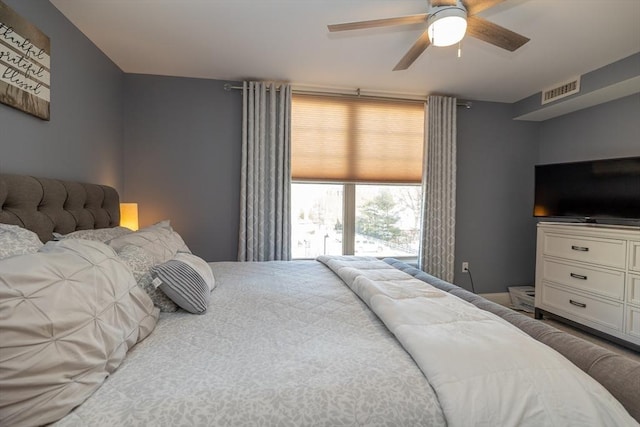 bedroom featuring ceiling fan