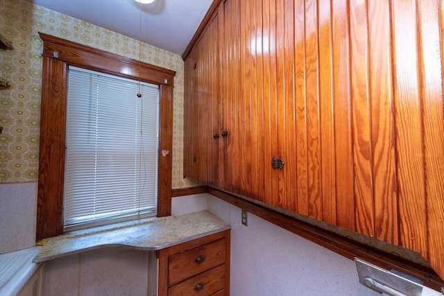 detailed view of wallpapered walls