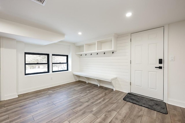 mudroom featuring light hardwood / wood-style flooring