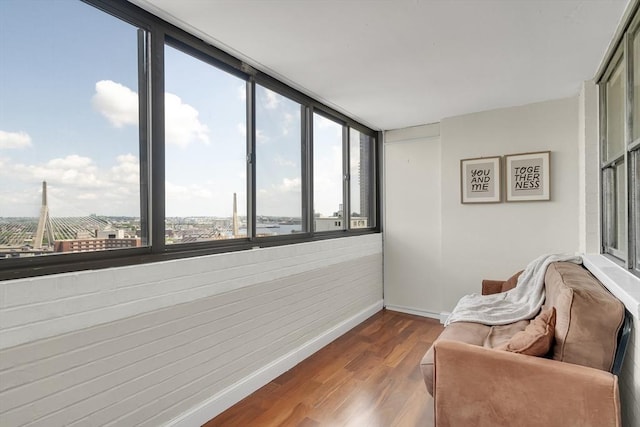 sitting room with hardwood / wood-style floors